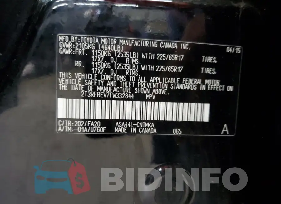 2T3RFREV7FW332844 Photo# 14