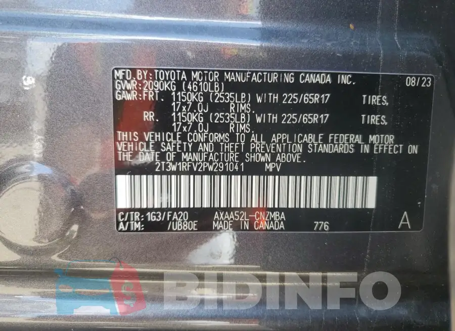 2T3W1RFV2PW291041 Photo# 14