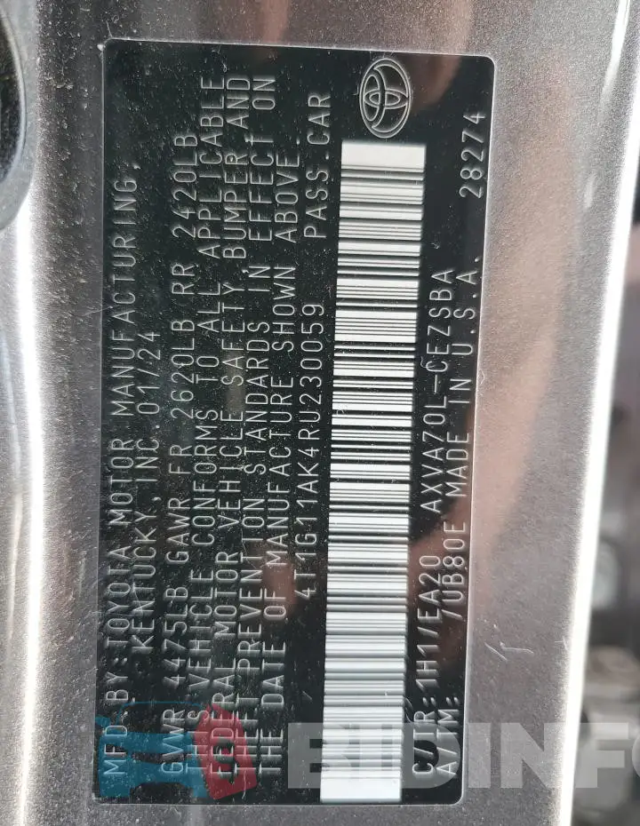 4T1G11AK4RU230059 Photo# 12
