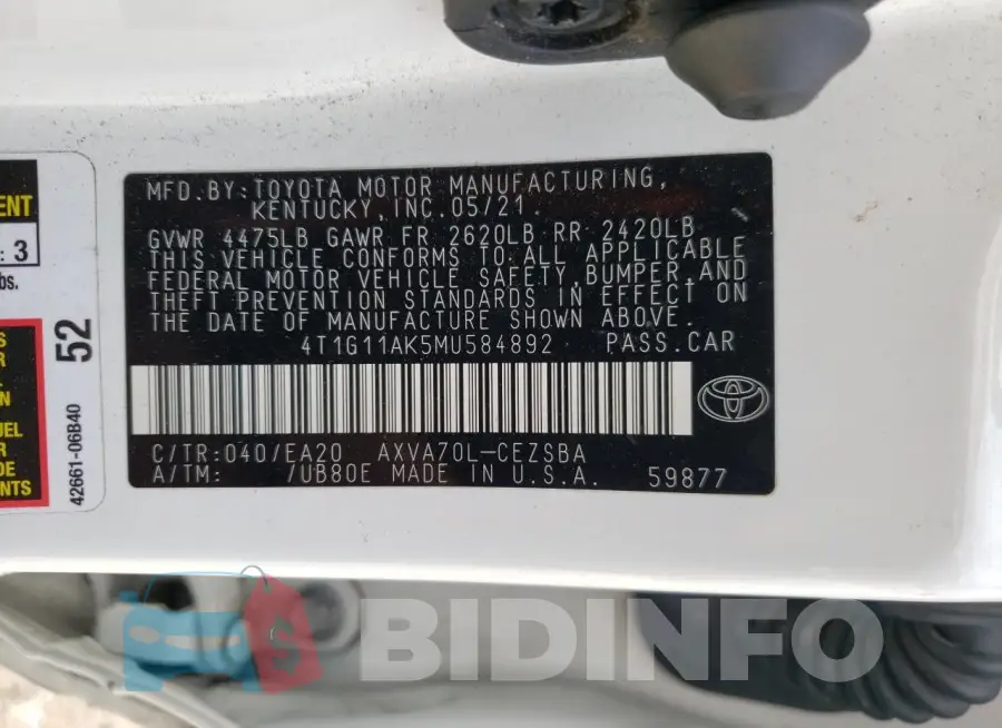4T1G11AK5MU584892 Photo# 12