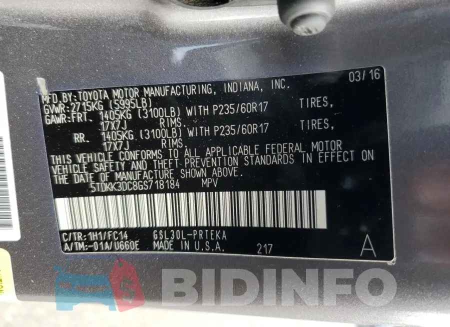 5TDKK3DC8GS718184 Photo# 13