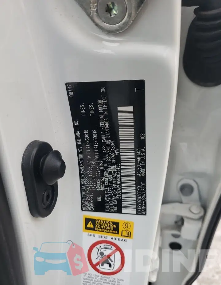 5TDZARFH5HS031453 Photo# 12