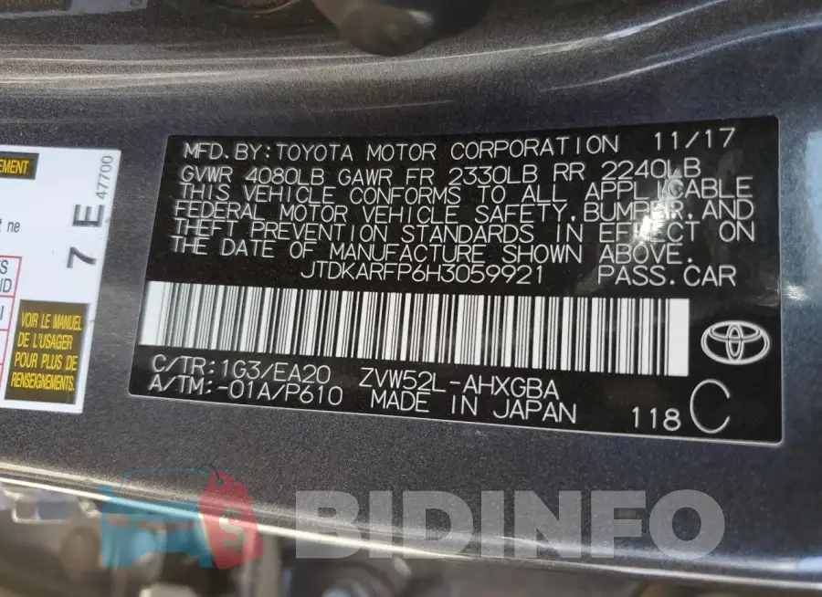 JTDKARFP6H3059921 Photo# 12