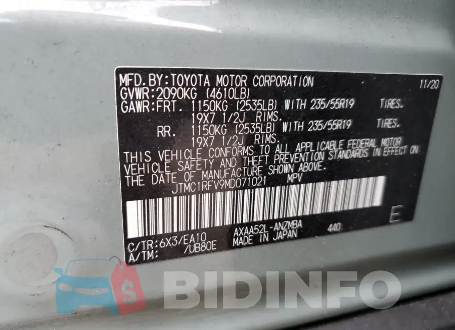JTMC1RFV9MD071021 Photo# 13