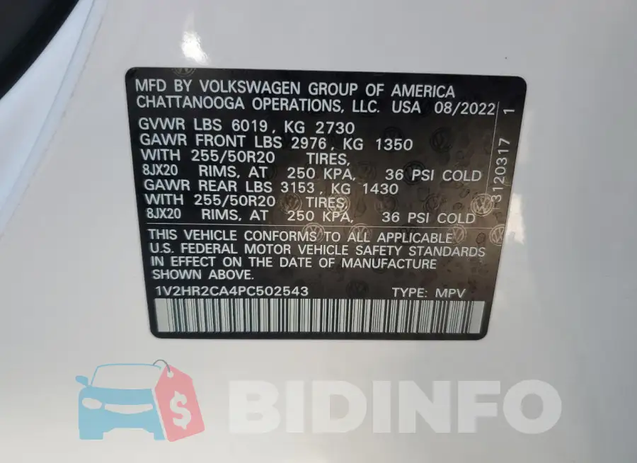 1V2HR2CA4PC502543 Photo# 13