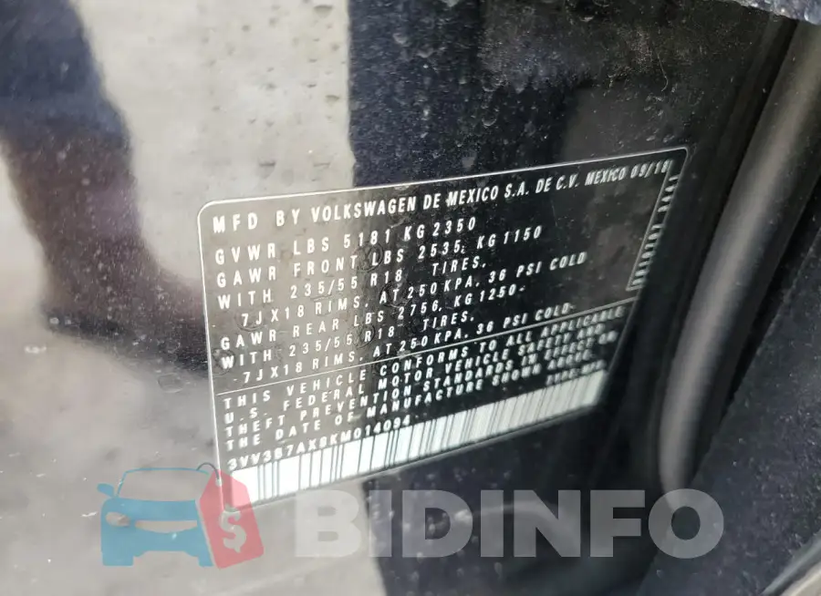 3VV3B7AX8KM014094 Photo# 13