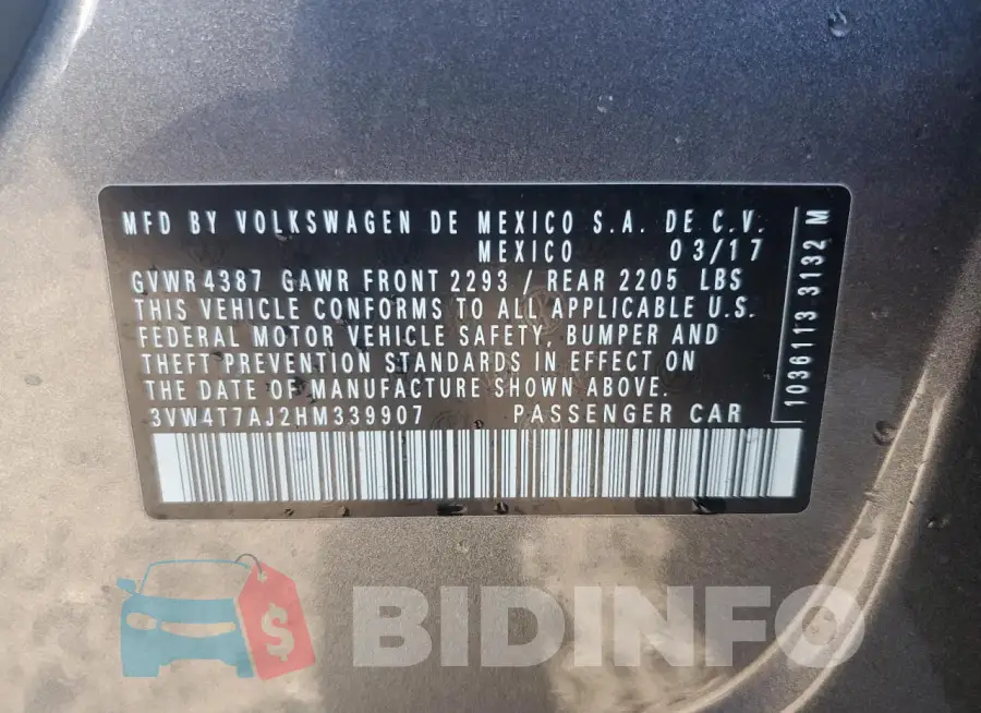 3VW4T7AJ2HM339907 Photo# 12