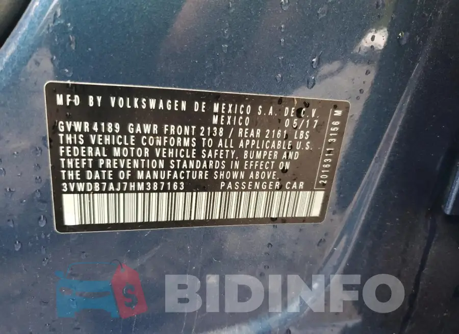 3VWDB7AJ7HM387163 Photo# 12