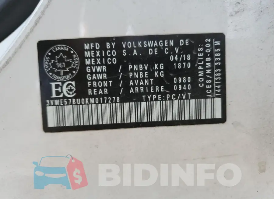 3VWE57BU0KM017278 Photo# 12