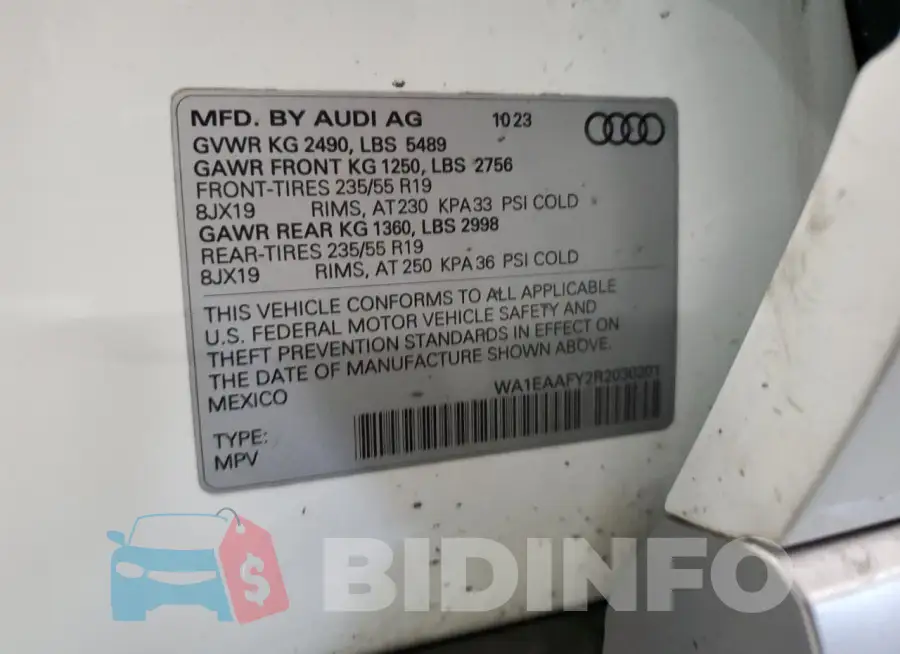 WA1EAAFY2R2030201 Photo# 13