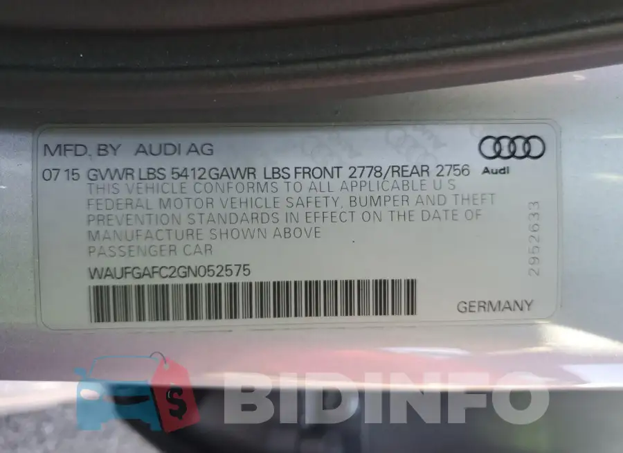 WAUFGAFC2GN052575 Photo# 12