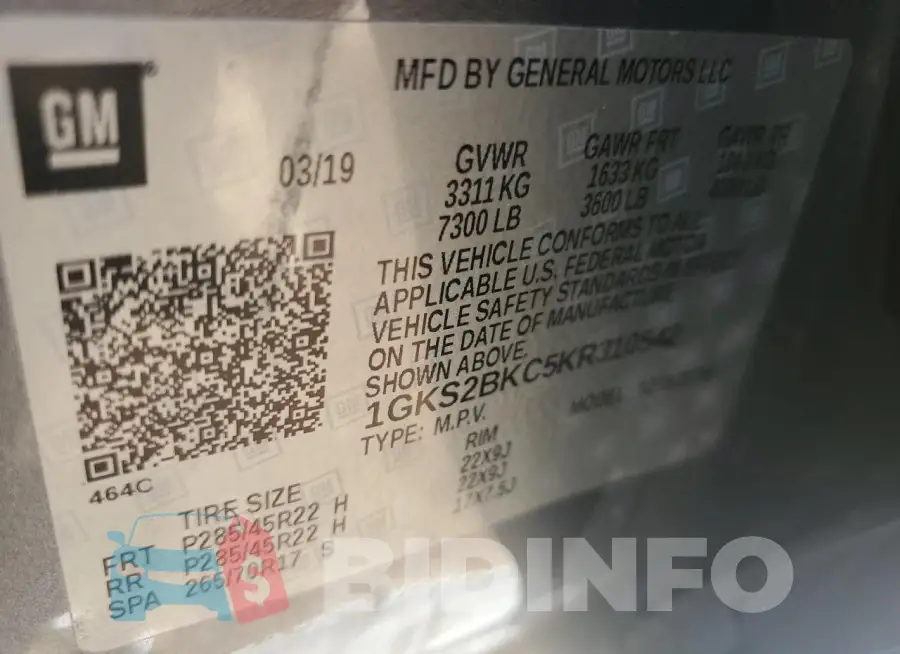 1GKS2BKC5KR310542 Photo# 13