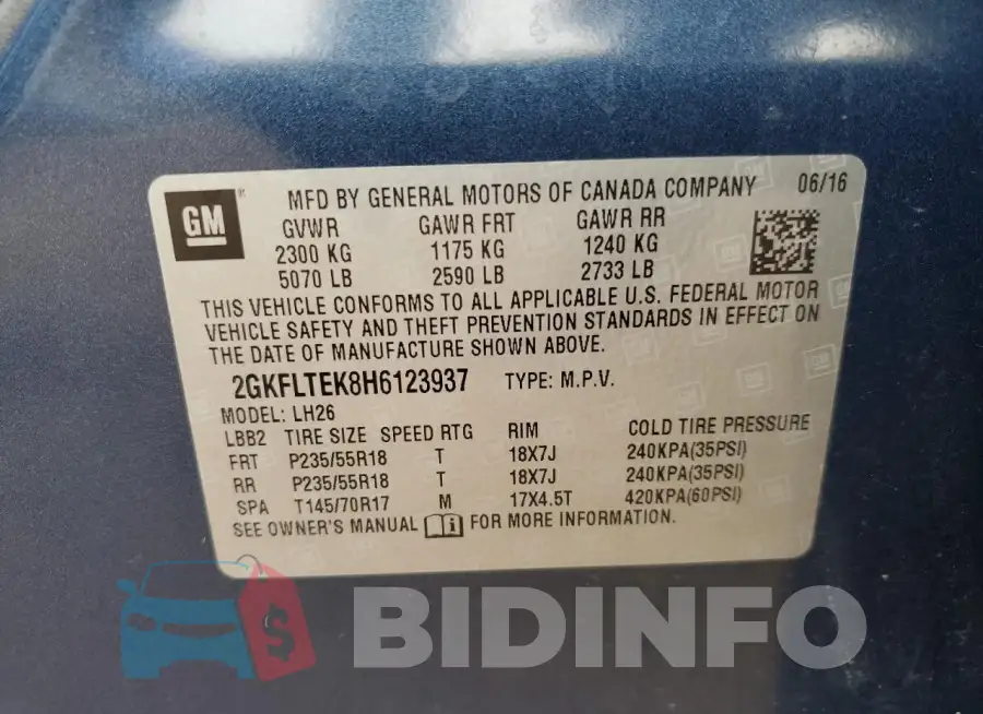 2GKFLTEK8H6123937 Photo# 13