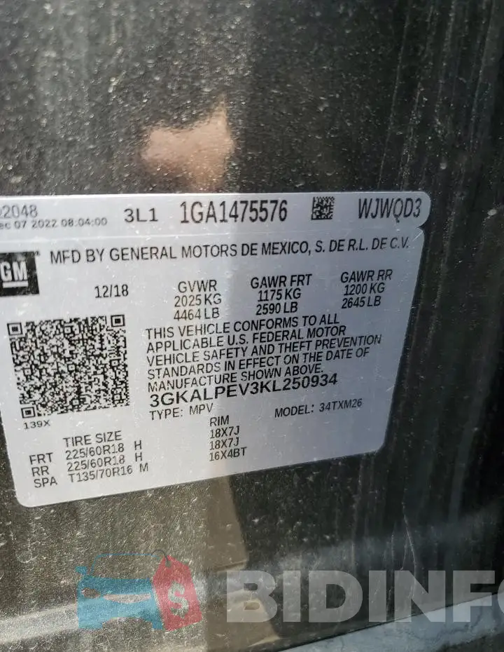 3GKALPEV3KL250934 Photo# 13