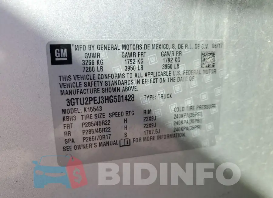 3GTU2PEJ3HG501428 Photo# 12