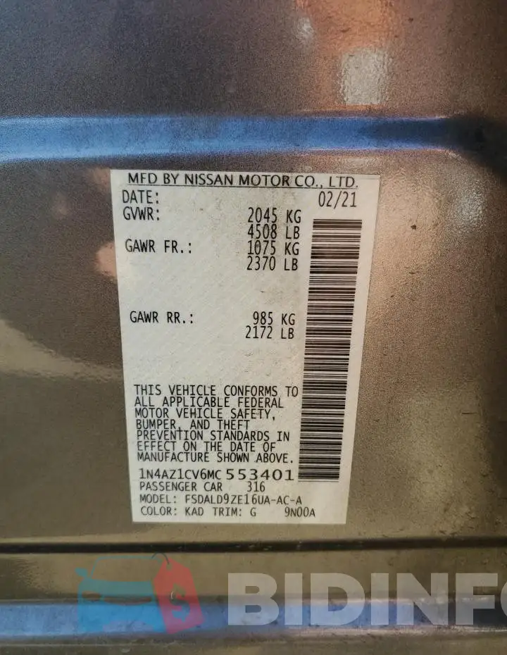 1N4AZ1CV6MC553401 Photo# 12