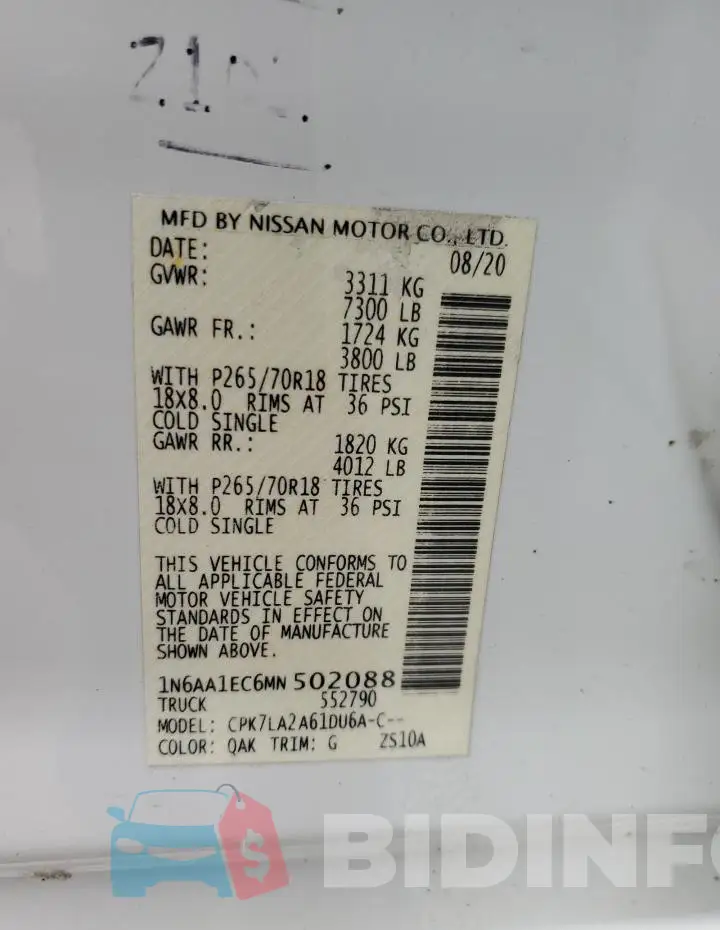 1N6AA1EC6MN502088 Photo# 12