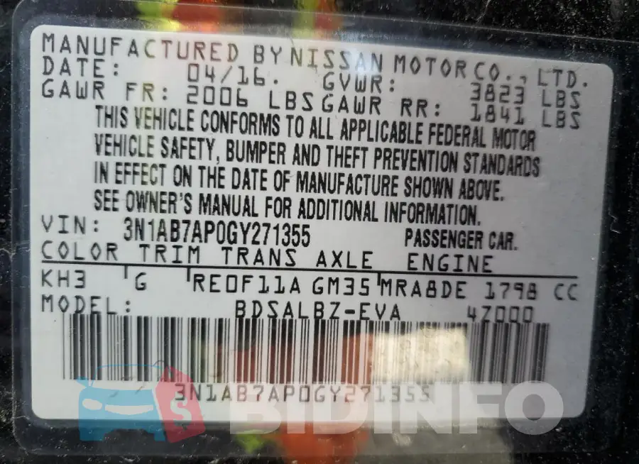 3N1AB7AP0GY271355 Photo# 12