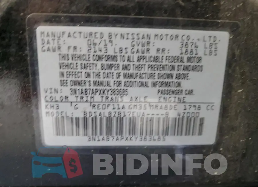 3N1AB7APXKY383685 Photo# 12