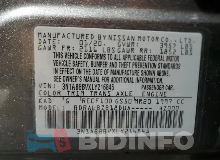 3N1AB8BVXLY216845 Photo# 12