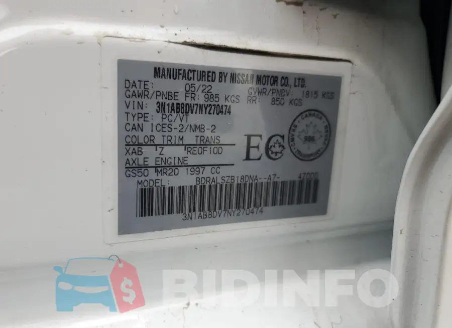 3N1AB8DV7NY270474 Photo# 12