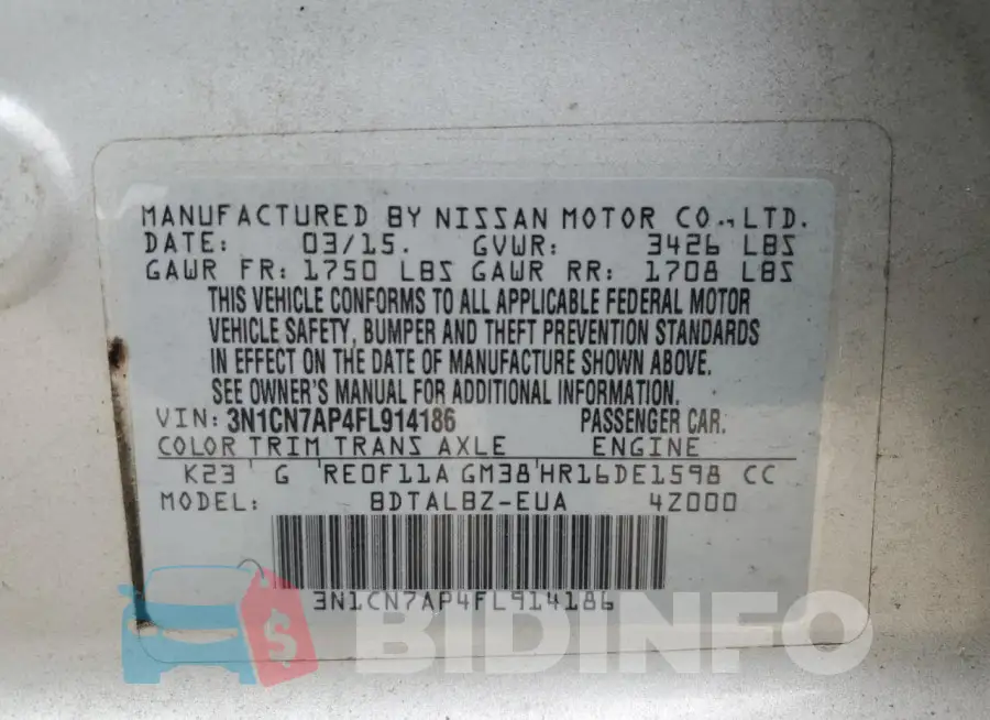 3N1CN7AP4FL914186 Photo# 13
