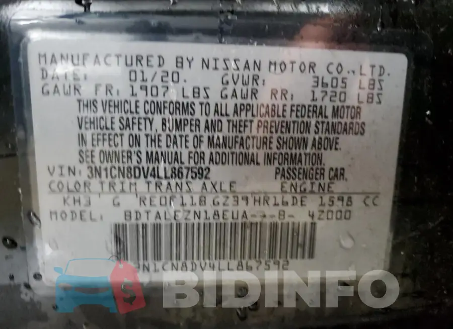 3N1CN8DV4LL867592 Photo# 12