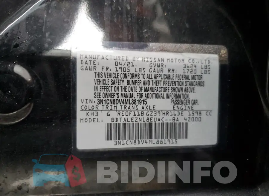 3N1CN8DV4ML881915 Photo# 13
