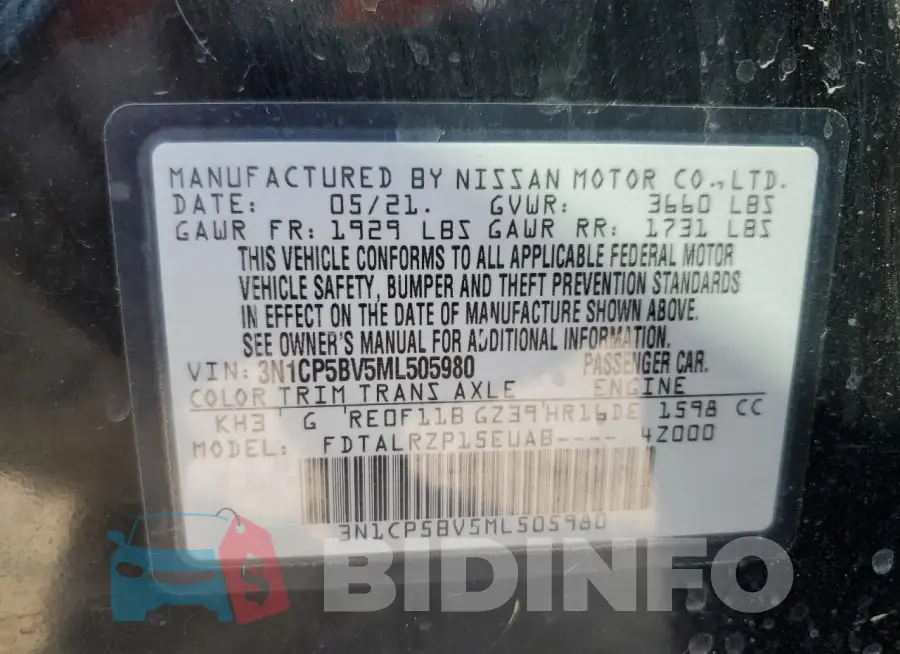 3N1CP5BV5ML505980 Photo# 13