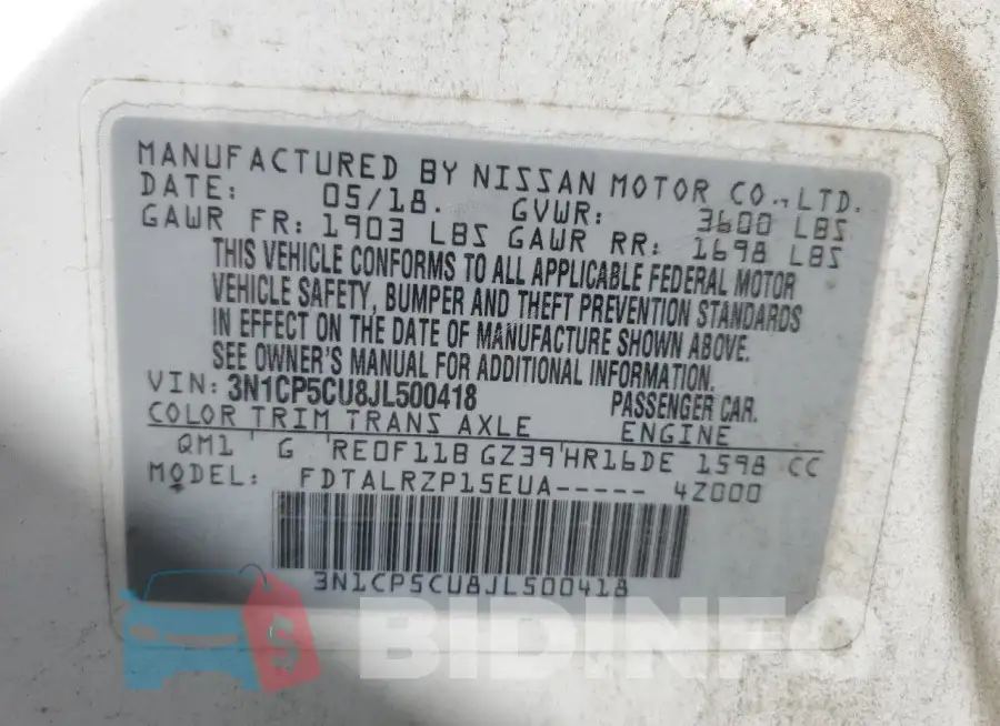 3N1CP5CU8JL500418 Photo# 13
