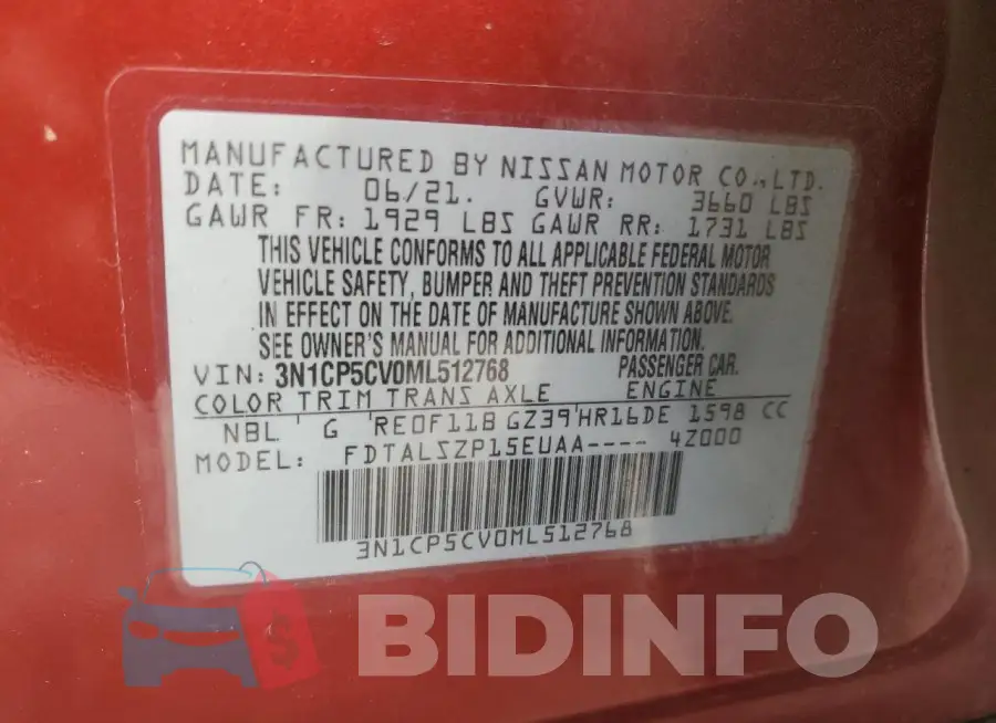 3N1CP5CV0ML512768 Photo# 13