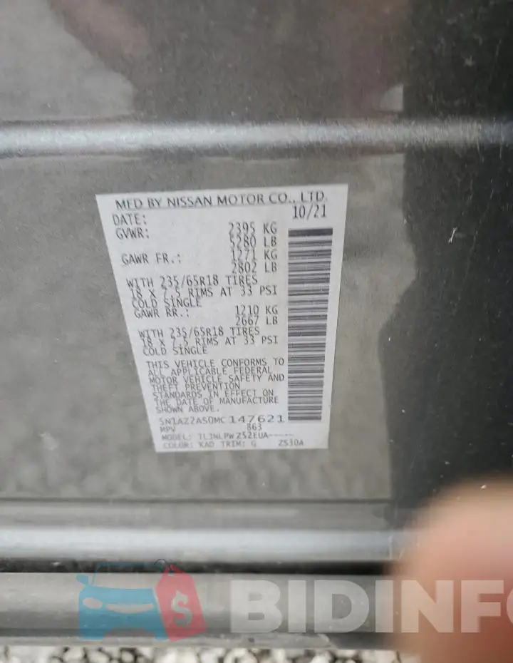 5N1AZ2AS0MC147621 Photo# 13
