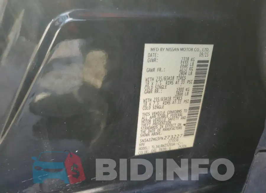 5N1AZ2MG3FN273227 Photo# 13
