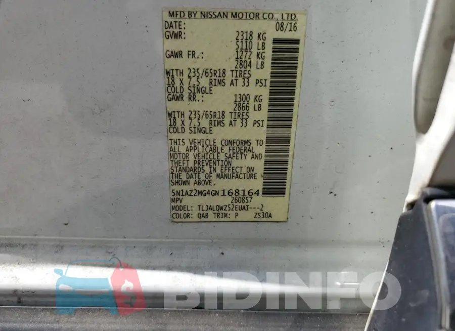 5N1AZ2MG4GN168164 Photo# 14