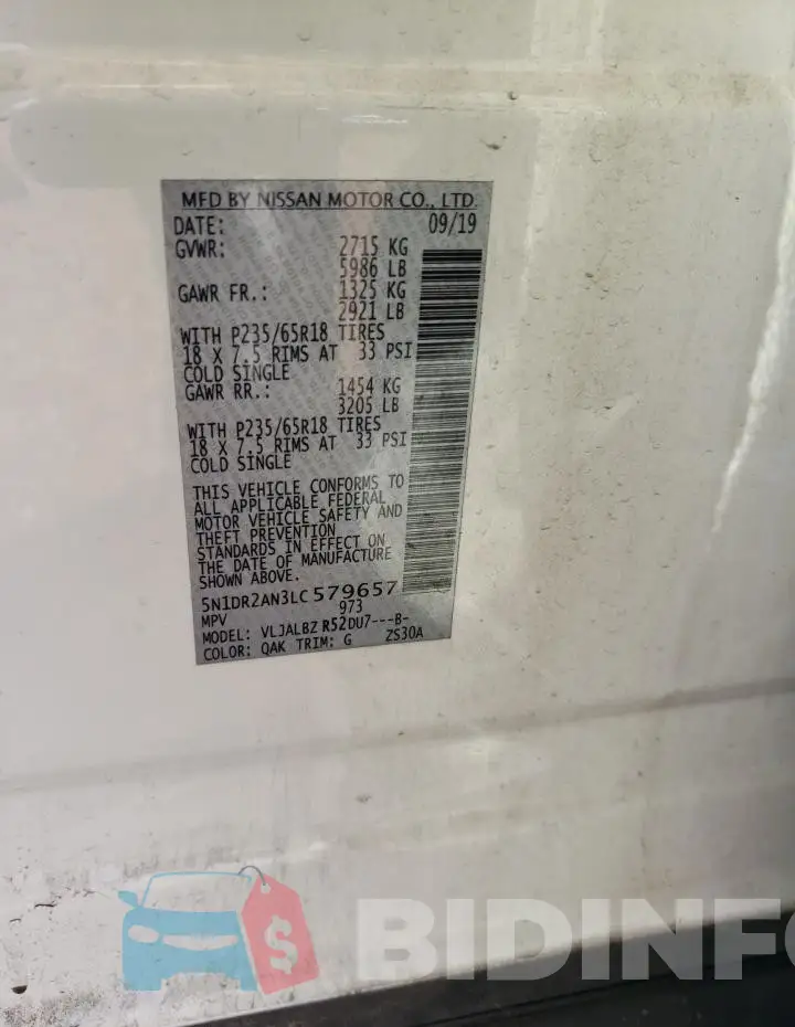 5N1DR2AN3LC579657 Photo# 12