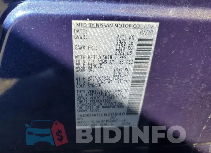 5N1DR2AN3LC620840 Photo# 14