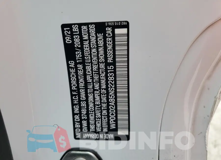 WP0CD2A85NS228315 Photo# 13