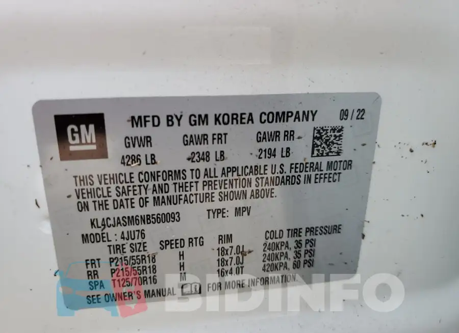 KL4CJASM6NB560093 Photo# 13