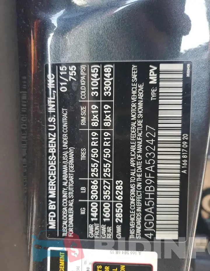4JGDA5HB9FA532427 Photo# 13
