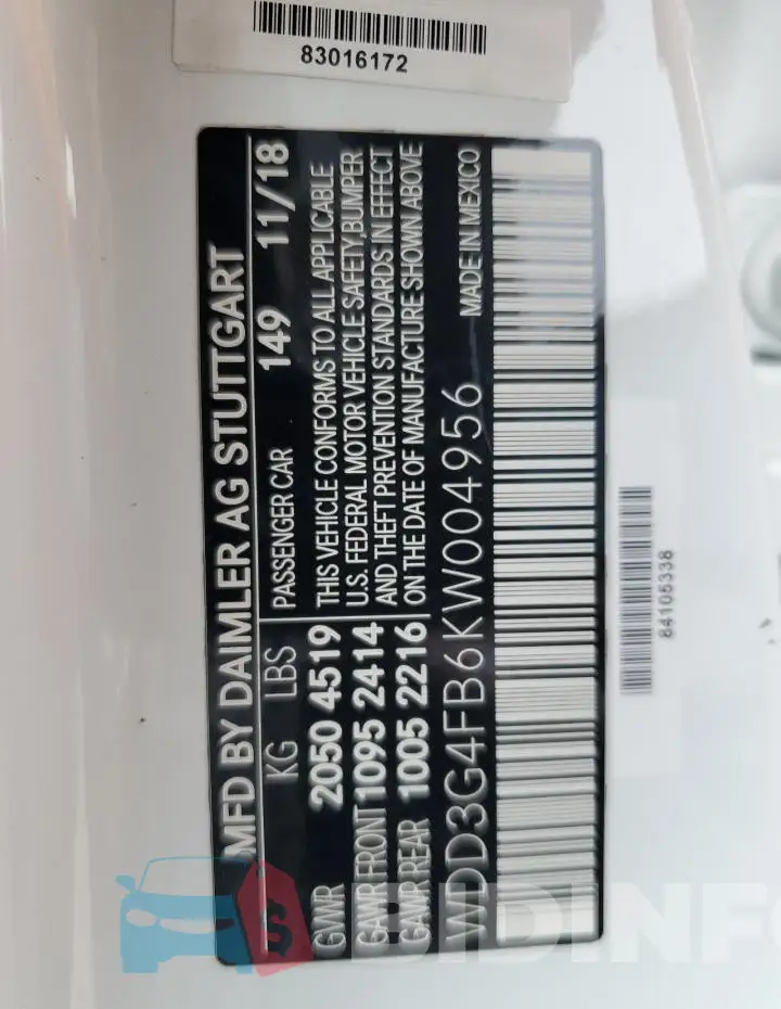 WDD3G4FB6KW004956 Photo# 13