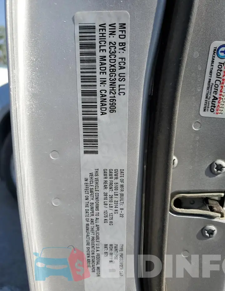 2C3CDXBG3NH216906 Photo# 12