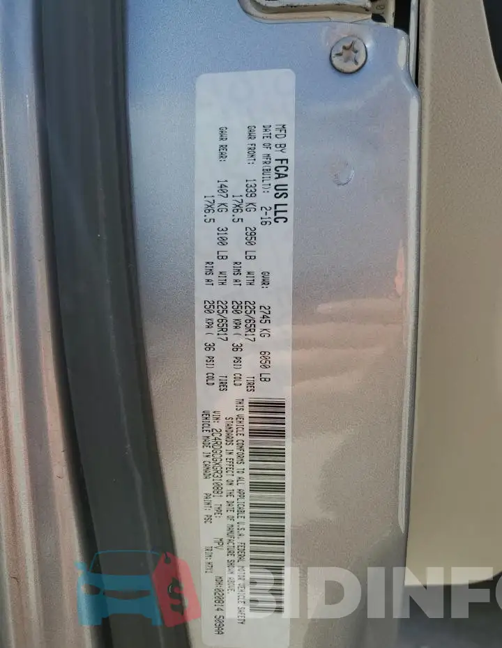 2C4RDGCGXGR310881 Photo# 13