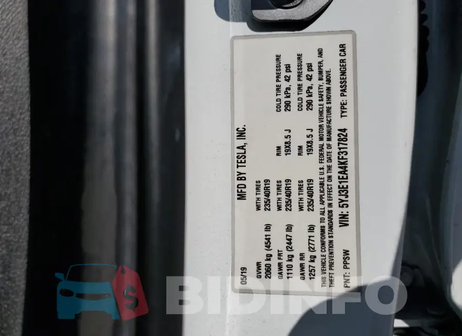 5YJ3E1EA4KF317824 Photo# 13