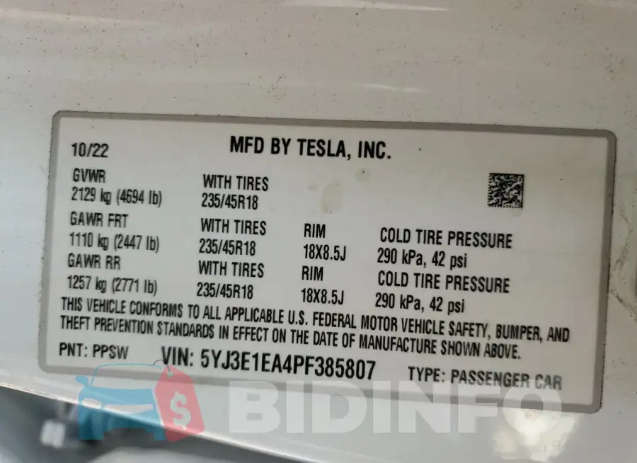 5YJ3E1EA4PF385807 Photo# 12