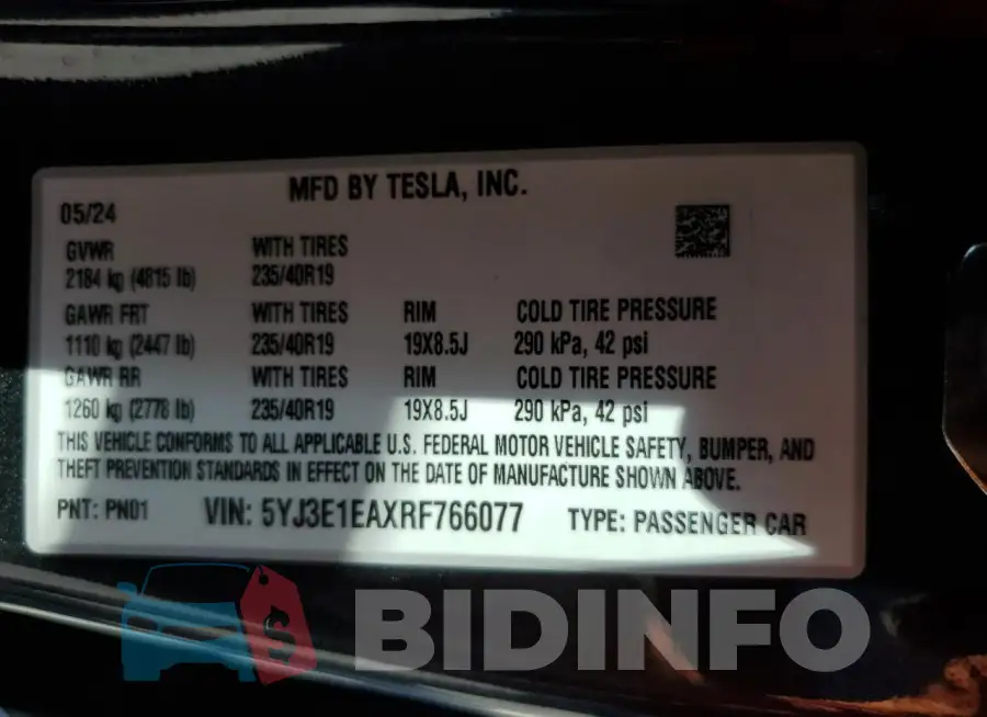 5YJ3E1EAXRF766077 Photo# 13