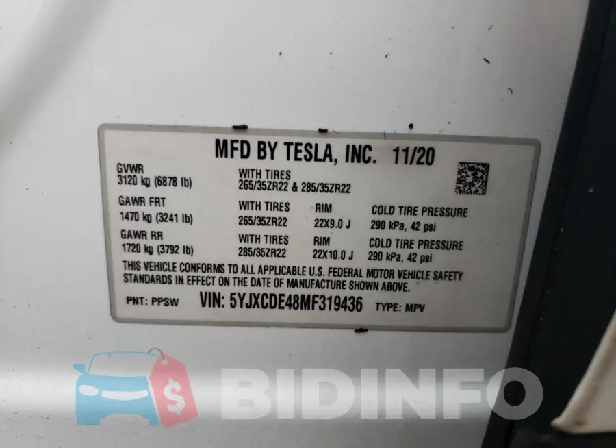 5YJXCDE48MF319436 Photo# 14