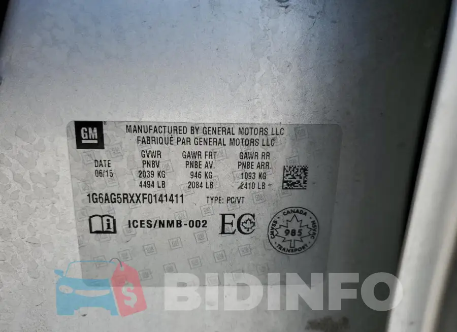 1G6AG5RXXF0141411 Photo# 13