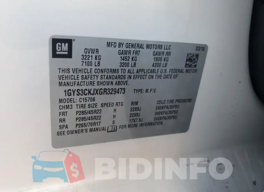 1GYS3CKJXGR329473 Photo# 12