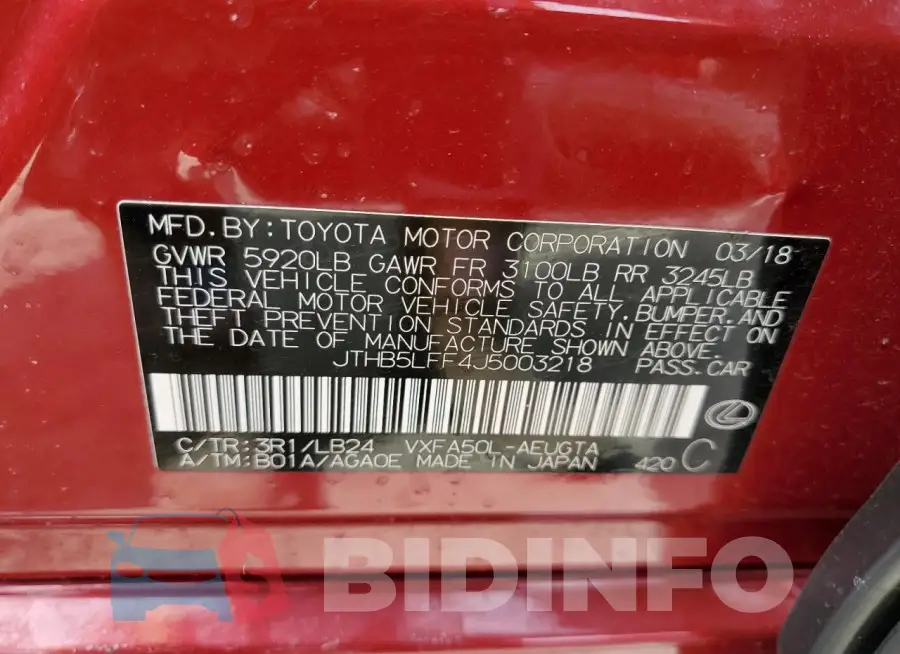 JTHB5LFF4J5003218 Photo# 13