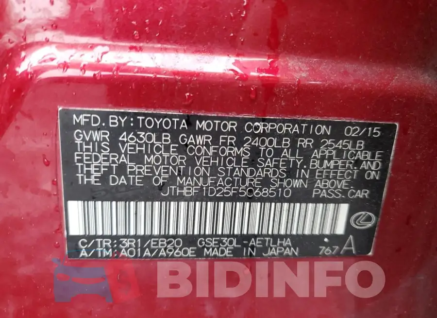 JTHBF1D25F5068510 Photo# 13